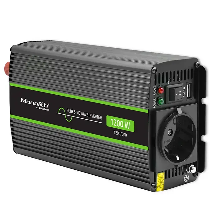 Qoltec Pure Sine Wave Inverter Monolith| 600W | 1200W | 12V to 230V