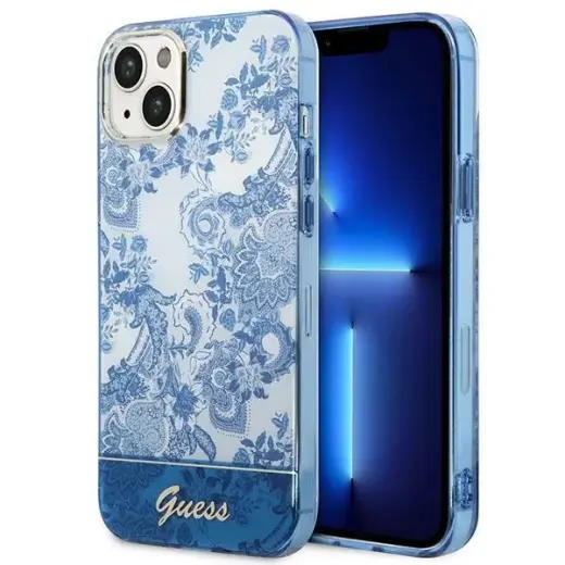 Guess GUHCP14SHGPLHB iPhone 14 6,1" niebieski|blue hardcase Porcelain Collection