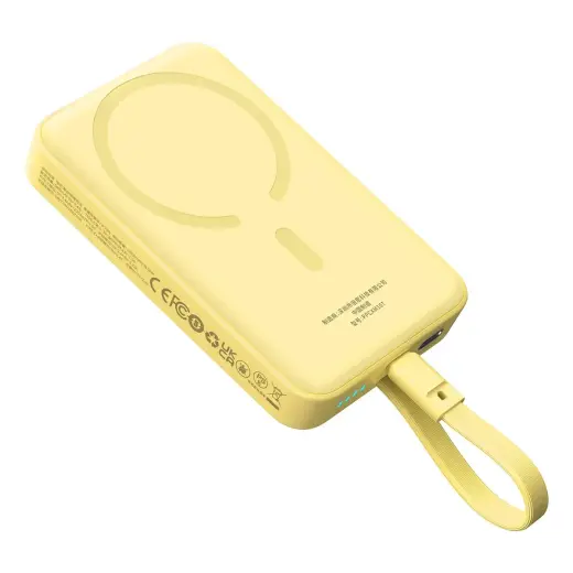 Baseus Magnetic Mini ārējais akumulators (powerbank) | 10000 mAh | 30W | USB-C, MagSafe, Bezvadu | dzeltens