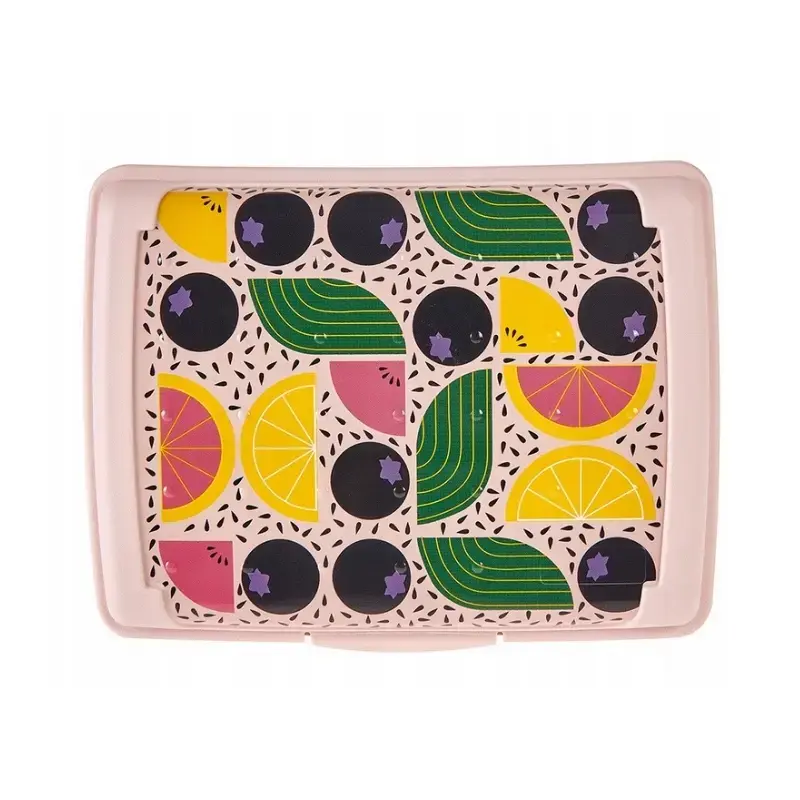 Pārtikas uzglabāšanas trauks deco-click-box mini 0,5L Carla “Fruits” 17x13x3,5cm rozā
