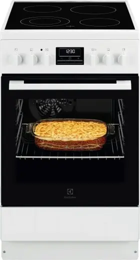 Electrolux elektriskā plīts ar elektrisko cepeškrāsni, 50cm, balta