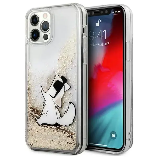 Karl Lagerfeld KLHCP12MGCFD iPhone 12 | 12 Pro 6,1" złoty|gold hardcase Liquid Glitter Choupette Fun