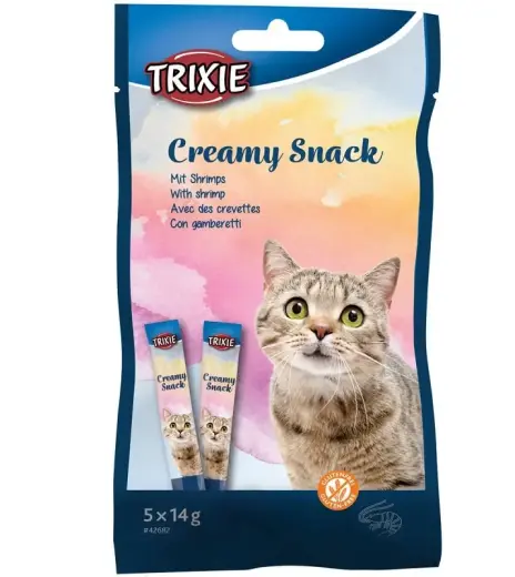 Gardumi kaķiem : Trixie Creamy Snack with shrimp, 5×14g