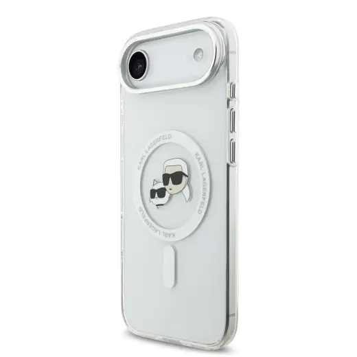 Karl Lagerfeld IML K&CH Heads Metal Frame MagSafe Case for iPhone Air Transparent