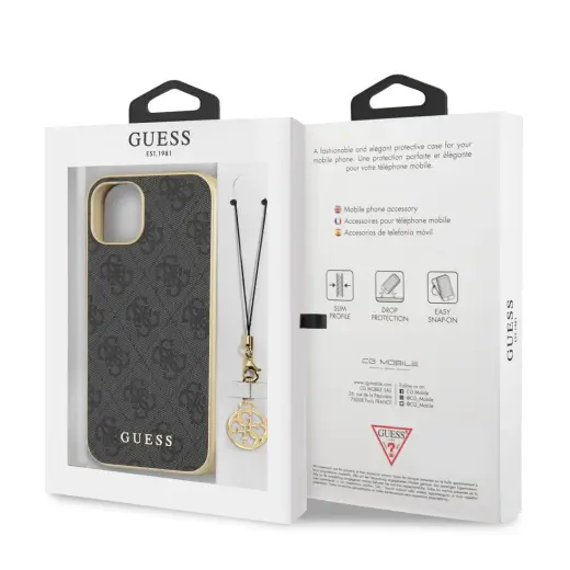 GUHCP13SGF4GGR Guess 4G Charms Cover for iPhone 13 mini Grey