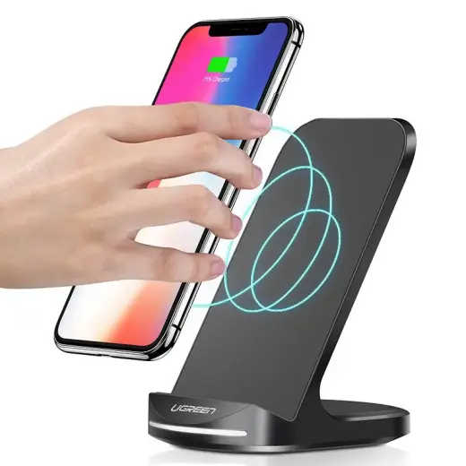Ugreen 10 W Wireless Charging Qi Stand Desktop Holder + USB - USB Type C black (60228 ED025)