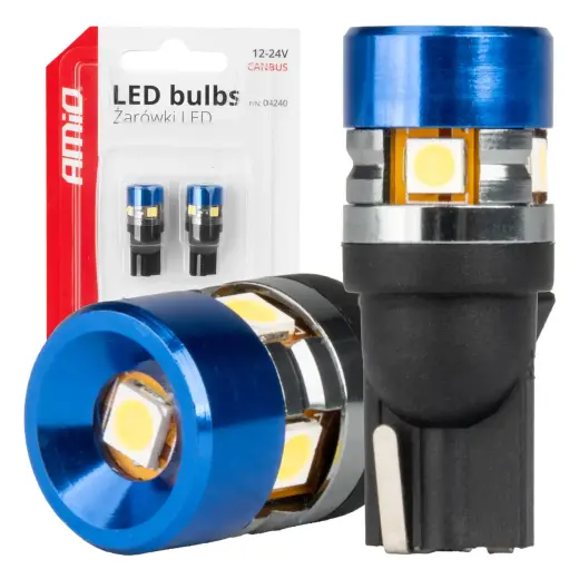 LED bulbs CANBUS T10 W5W 5SMD 3030 White 12V 24V AMIO-04240