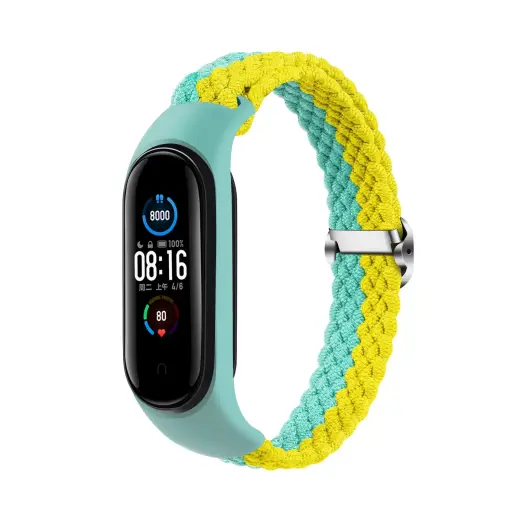 Telcon Braided smartwatch strap for Xiaomi Smart Band M3/M4/M5/M6 | Nylon | mint/yellow