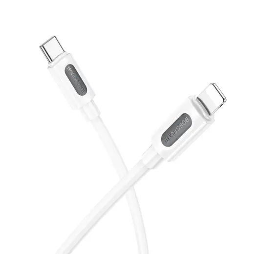 Borofone BX114 datu pārraides un uzlādes vads | USB-C uz Lightning | 27W | 1m | balts