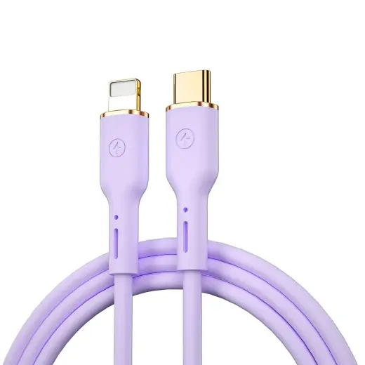 WIWU YQ01 andmeedastus- ja laadimiskaabel | USB-C kuni Lightning | 30W | 1.2m | lilla