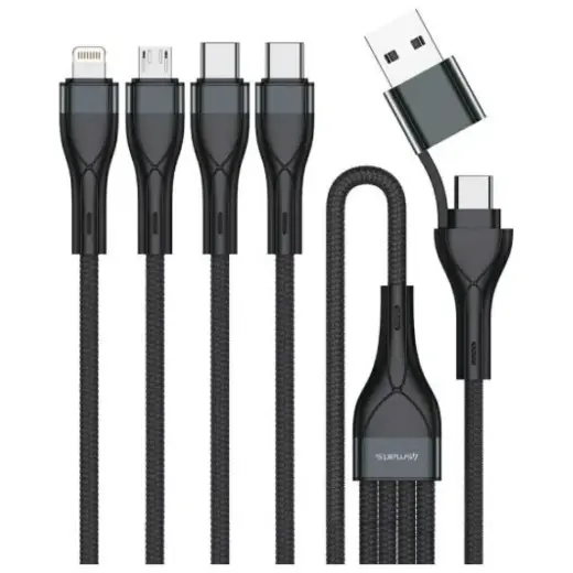 4smarts 4-in-1 data transfer and charging cable | USB-C to USB-A | 1.2m | black