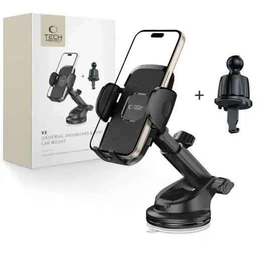Tech-Protect V3 Car Holder for Dashboard, Windshield or Air Vent Mount - Black