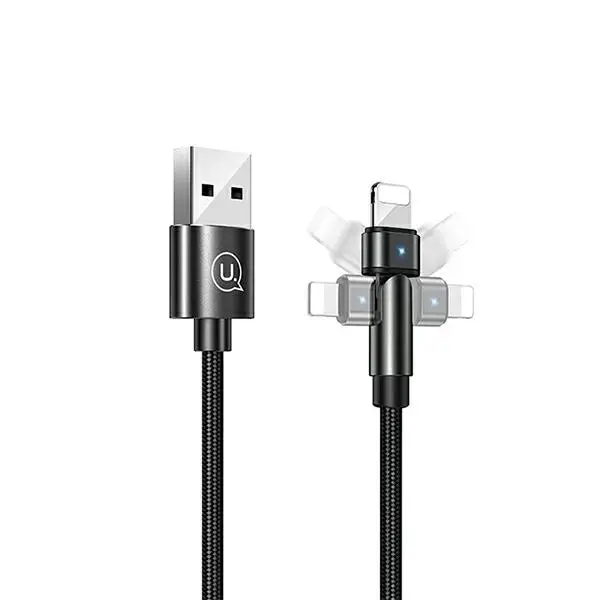 USAMS U60 SJ476USB01 datu pārraides un uzlādes vads | USB-A uz Lightning | 10W | 1m | melns