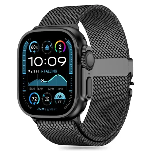 Tech-Protect Milano išmaniojo laikrodžio dirželis Apple Watch 6/7/8/9/10/SE/Ultra 1/2 (44/45/46/49 mm) | nerūdijantis plienas | juodas