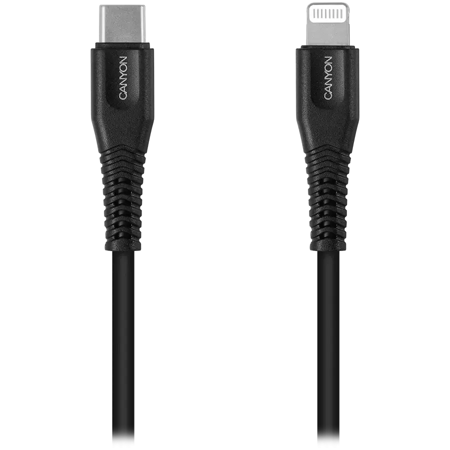 Canyon MFI-4 datu pārraides un uzlādes vads | MFI | USB-C uz Lightning | 1.2m | melns