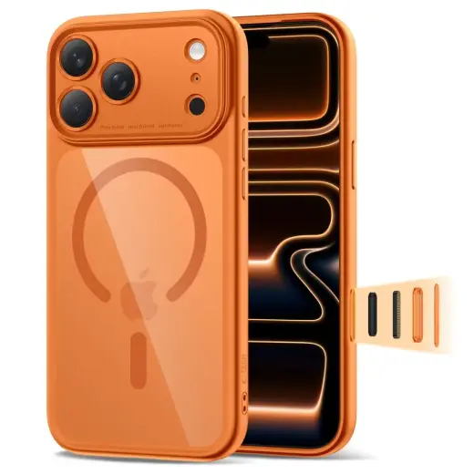 TECH-PROTECT MAGPEAK CC maciņš ar MagSafe atbalstu telefonam Apple iPhone 17 Pro oranžs