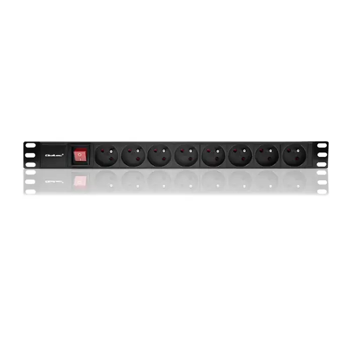 Qoltec Power strip for RACK cabinets | 1U | 16A | PDU | 8xFRENCH | 2m