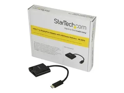StarTech.com USB C to DisplayPort Adapter with 60W Power Delivery Pass-Through - 4K 60Hz USB Type-C to DP 1.2 Video Converter w| Charging - external video adapter - Parade PS171 - black
