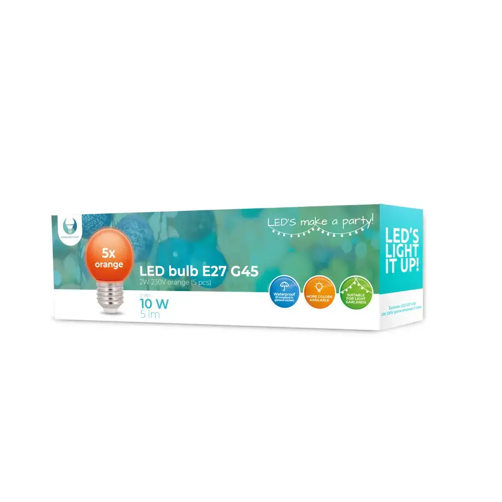 LED Bulb E27 G45 2W 230v orange 5pcs Forever Light