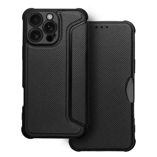 RAZOR grāmatveida maciņš telefonam iPhone 16 Pro Max melns