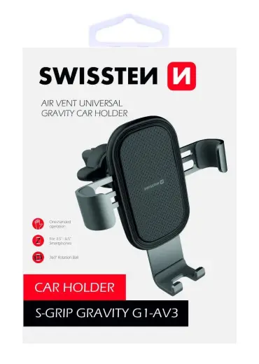 Swissten S-GRIP G1-AV3 Metal Age Gravity 360 Universāls Auto Stiprinājums Gaisa Restei Sudraba