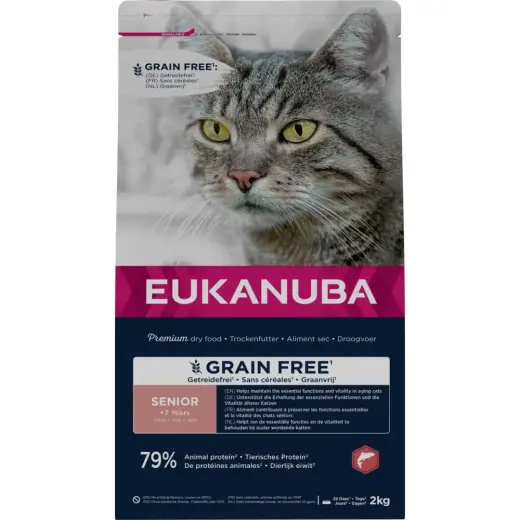 Dry food for cats - Eukanuba CAT Senior GRAIN FREE Salmon 2 kg