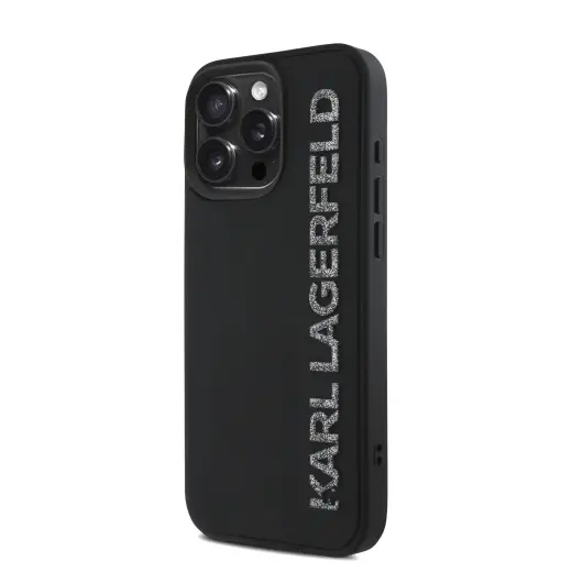Karl Lagerfeld 3D Rubber Glitter Logo Case for iPhone 15 Pro Max Black