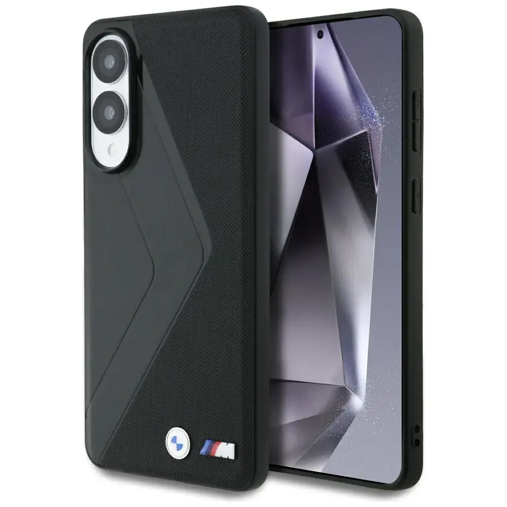 Case BMW Leather Oversized Stripes MagSafe for Samsung Galaxy S25 Edge black