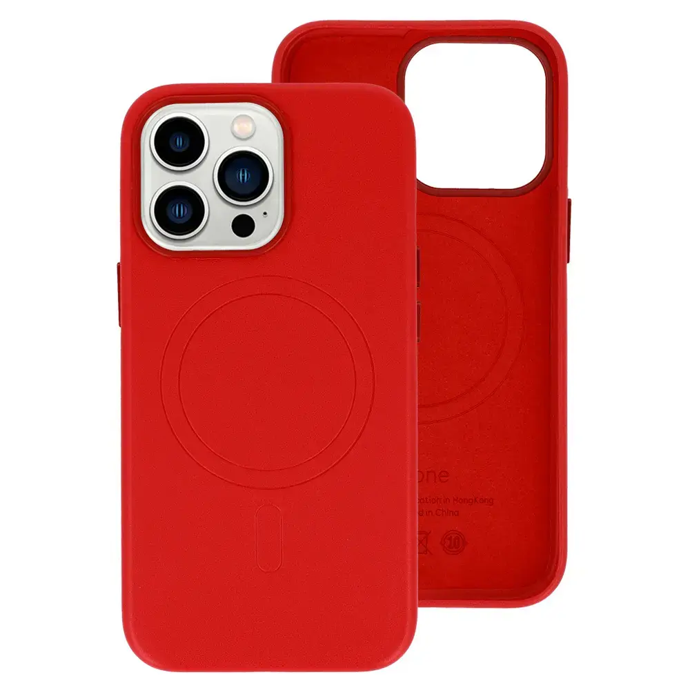 MagSafe Leather Case Iphone 15 Pro Red