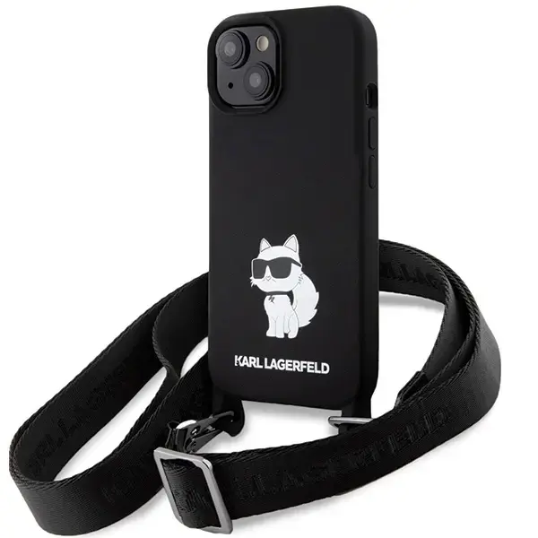 Karl Lagerfeld KLHCP15SSCBSCNK iPhone 15 6.1" hardcase black|black Crossbody Silicone Choupette