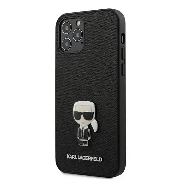 Karl Lagerfeld KLHCP12MIKMSBK iPhone 12 |12 Pro 6,1" czarny|black hardcase Saffiano Ikonik Metal