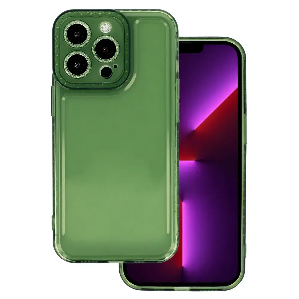 Crystal Diamond 2mm maciņš telefonam iPhone 13 Pro Max caurspīdīgs zaļš