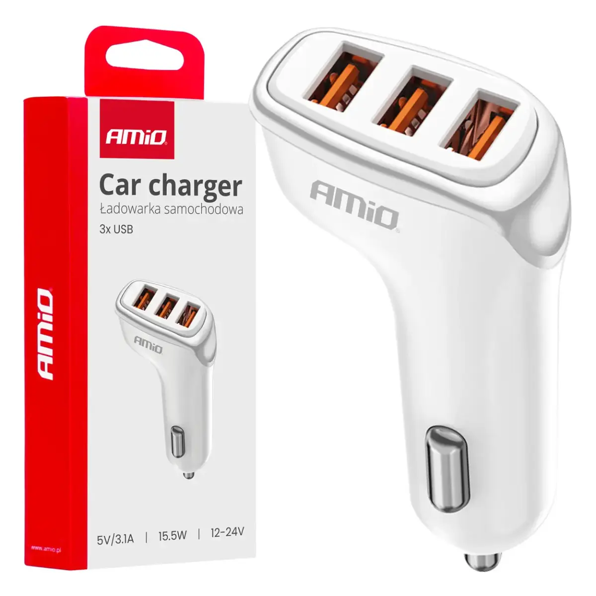 AMiO AMiO-03885 auto lādētājs | 15.5W | USB-A