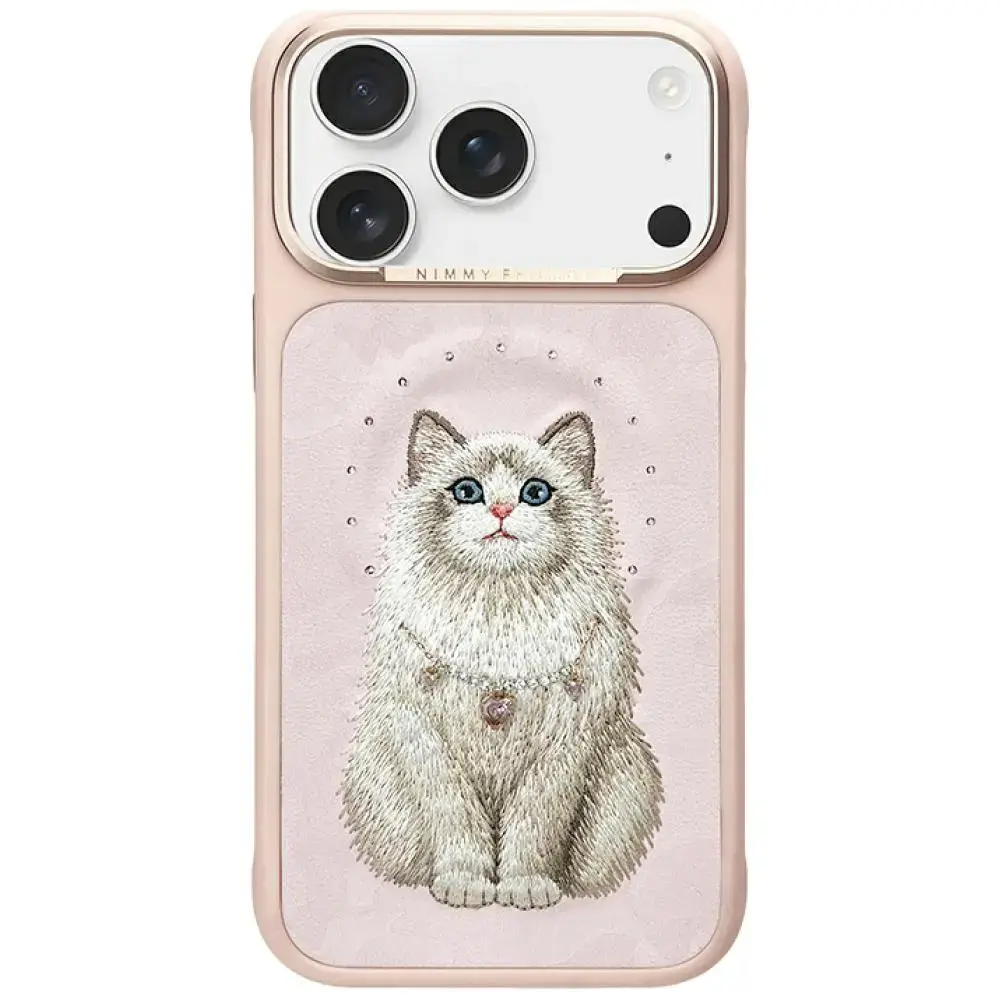 Nimmy Lucky Fashion Cat maciņš ar MagSafe atbalstu telefonam iPhone 17 Pro rozā