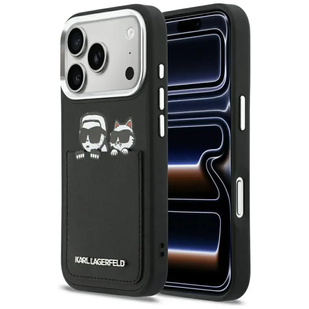 Karl Lagerfeld Karl & Choupette Print & Pocket telefoni ümbris iPhone 17 Pro must