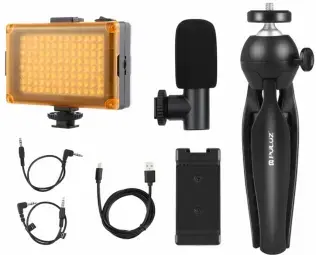 Puluz live recording set tripod + LED light + microphone + phone clip PKT3132B