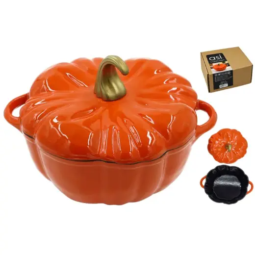 Čuguna sautējamais katls ar vāku "Pumkin" 3,7L / Ø25,5cm 