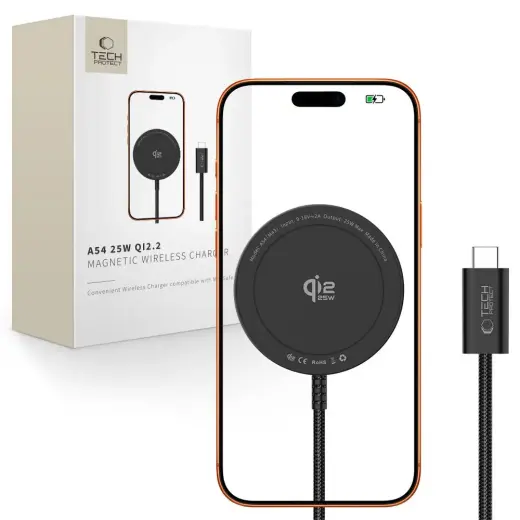 Tech-Protect A54 belaidis įkroviklis | Qi 2.2 | Suderinama su MagSafe | 25W | juodas