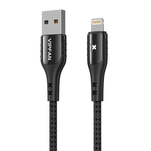 USB to Lightning cable Vipfan Colorful X13, 3A, 1.2m (black)