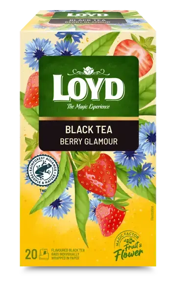 Aromatizēts melnās un zaļās tējas maisījums LOYD Berry Glamour 20x1,75 g