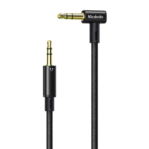 AUX mini jack cable 3.5mm, angled, 1.2m (black)