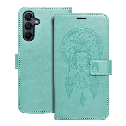 MEZZO dreamcatcher grāmatveida maciņš telefonam Samsung Galaxy A15 4G (A155) | A15 5G (A156) zaļš
