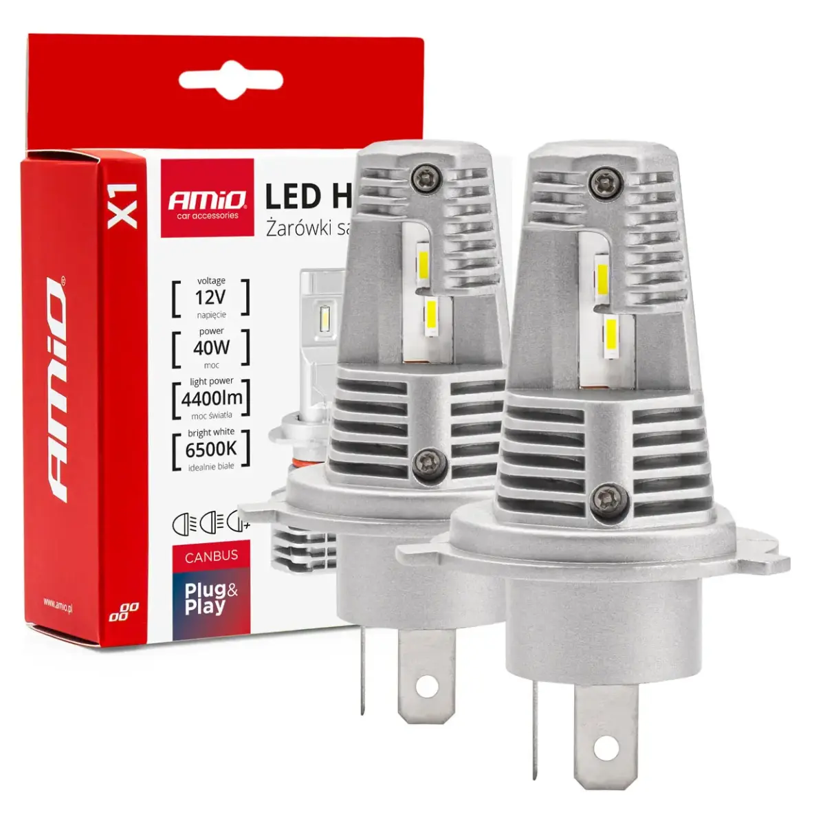 LED Headlights X1 Series H4/H19 AMiO-02965