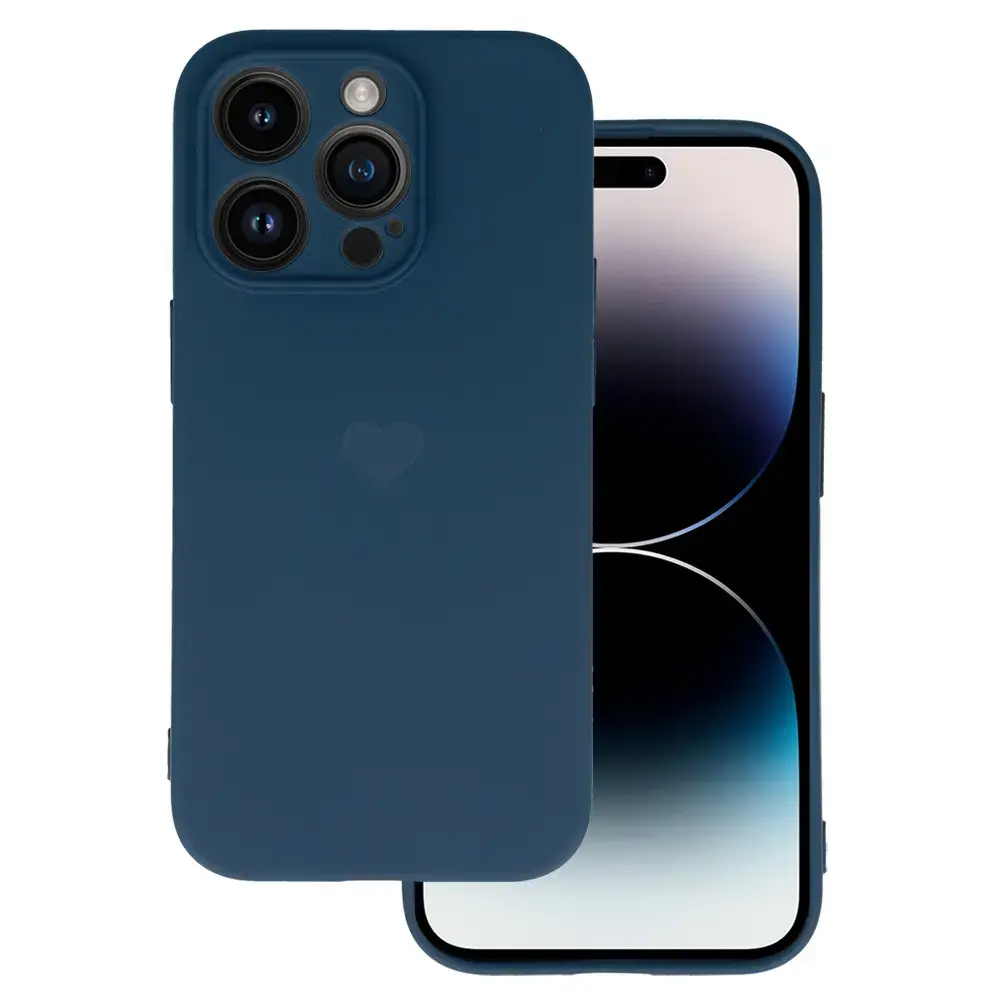 Vennus Silicone Heart Case for Iphone 13 Pro design 1 navy