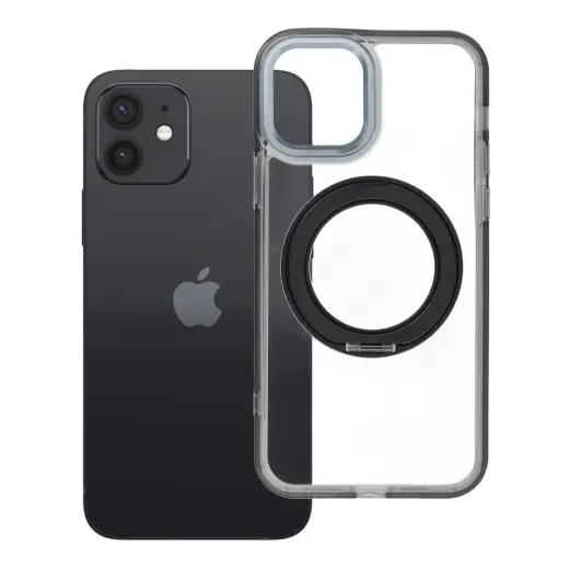 Frame Circle Stand maciņš ar statīvu un MagSafe atbalstu telefonam iPhone 12 melns