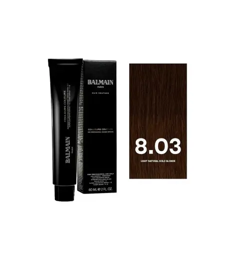 Balmain Professionnel, Couleurs Couture, Permanent Hair Dye, 8.03 Light Natural Gold Blonde, 60 ml