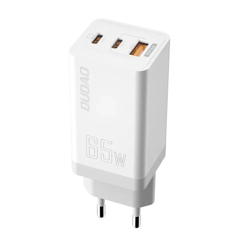 Dudao GaN Fast 65W USB Wall Charger | 2x USB Type C Quick Charge Power Delivery (Gallium Nitride) white (A7xs white)