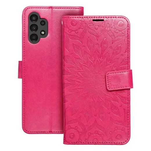 MEZZO mandala knyginio tipo telefono dėklas Samsung Galaxy A13 4G (A135) rožinis