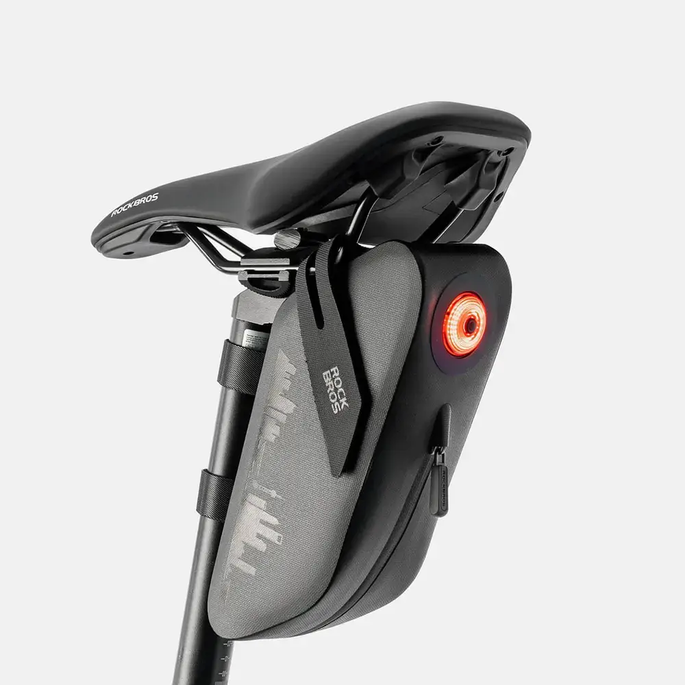 Torba rowerowa Rockbros AS-078-1 podsiodłowa z inteligentną lampką tylną 0,8 l - czarna