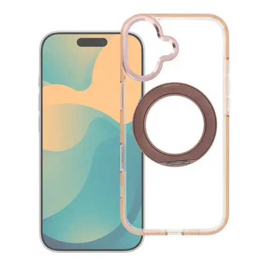 Case for iPhone 16 Frame Circle Stand compatible with MagSafe gold